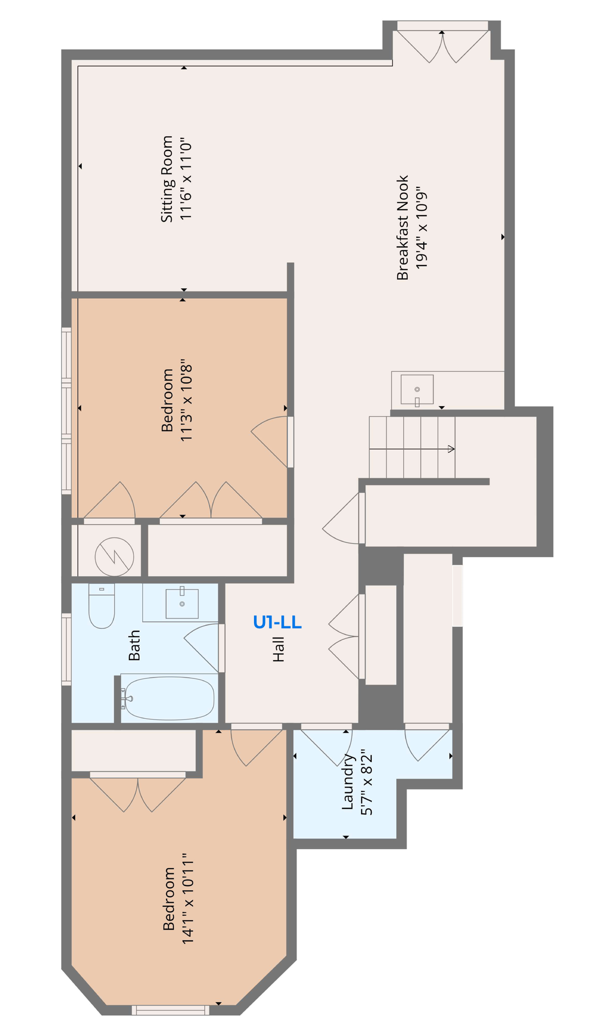 Unit 1 Lower Level Floor Plan