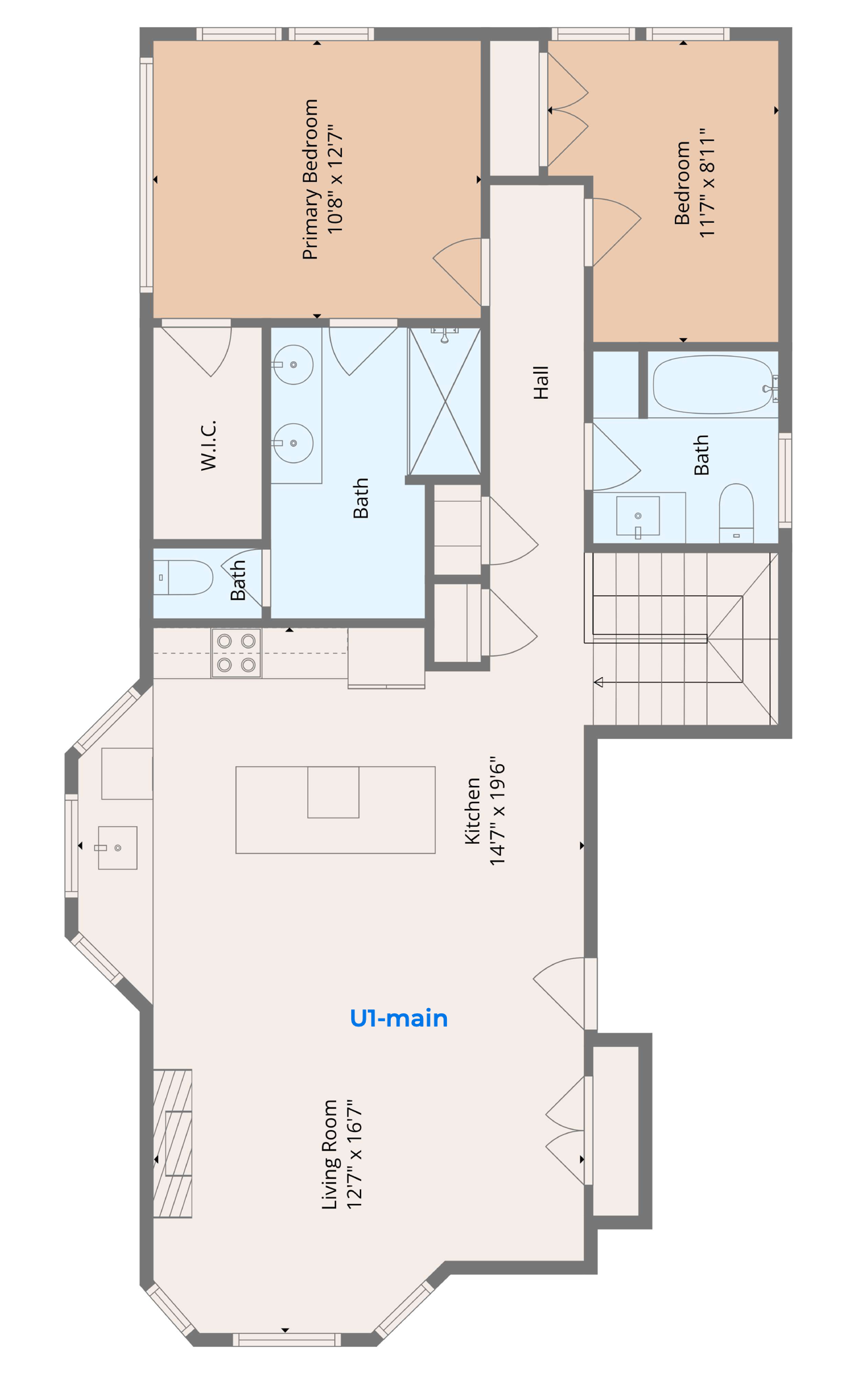 Unit 1 Main Level Floor Plan
